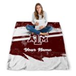 personalized texas am aggies grunge streaks maroon blanket best selling