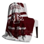 personalized texas am aggies grunge streaks maroon blanket best selling