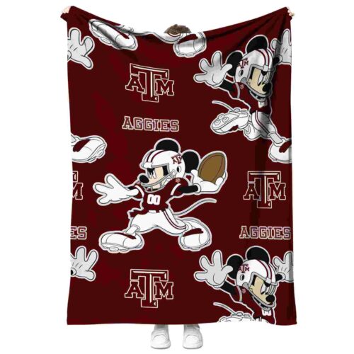 personalized texas am aggies mickey maroon blanket best selling