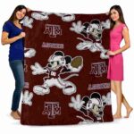 personalized texas am aggies mickey maroon blanket best selling