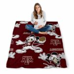 personalized texas am aggies mickey maroon blanket best selling