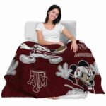personalized texas am aggies mickey maroon blanket best selling