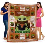 personalized texas longhorns baby yoda orange blanket best selling