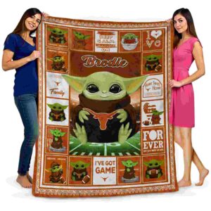 personalized texas longhorns baby yoda orange blanket fashion forward