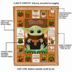 personalized texas longhorns baby yoda orange blanket best selling