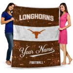 personalized texas longhorns grunge texture orange white blanket best selling