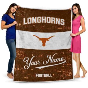 personalized texas longhorns grunge texture orange white blanket fashion forward