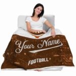 personalized texas longhorns grunge texture orange white blanket best selling