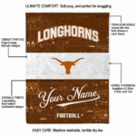 personalized texas longhorns grunge texture orange white blanket best selling