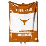 personalized texas longhorns paint strokes orange white blanket best selling