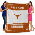 personalized texas longhorns paint strokes orange white blanket best selling