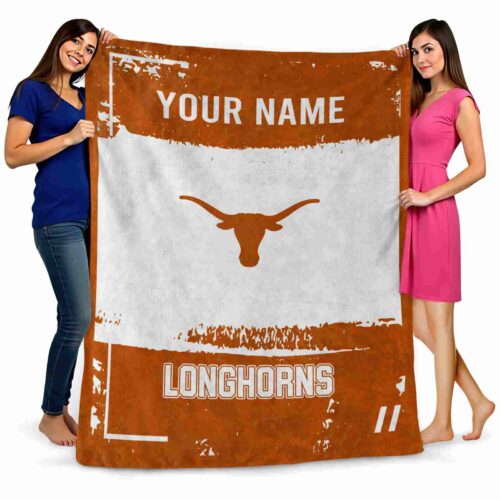 personalized texas longhorns paint strokes orange white blanket fashion forward
