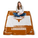 personalized texas longhorns paint strokes orange white blanket best selling