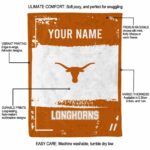 personalized texas longhorns paint strokes orange white blanket best selling
