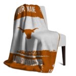 personalized texas longhorns paint strokes orange white blanket best selling