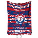 personalized texas rangers floral stripes blue white blanket best selling