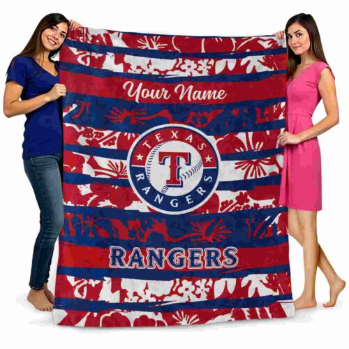 personalized texas rangers floral stripes blue white blanket fashion forward