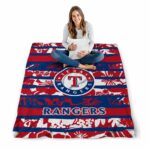 personalized texas rangers floral stripes blue white blanket high quality