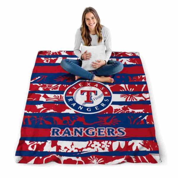 personalized texas rangers floral stripes blue white blanket high quality