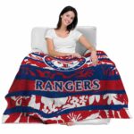 personalized texas rangers floral stripes blue white blanket latest model