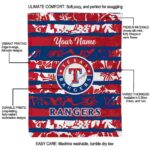 personalized texas rangers floral stripes blue white blanket new arrival