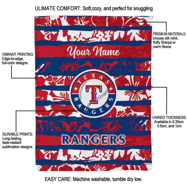 personalized texas rangers floral stripes blue white blanket new arrival