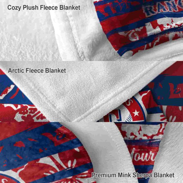 personalized texas rangers floral stripes blue white blanket premium grade