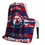 personalized texas rangers floral stripes blue white blanket top rated