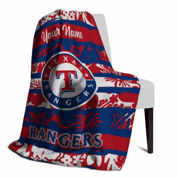 personalized texas rangers floral stripes blue white blanket top rated