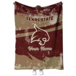 personalized texas state bobcats grunge streaks maroon blanket best selling