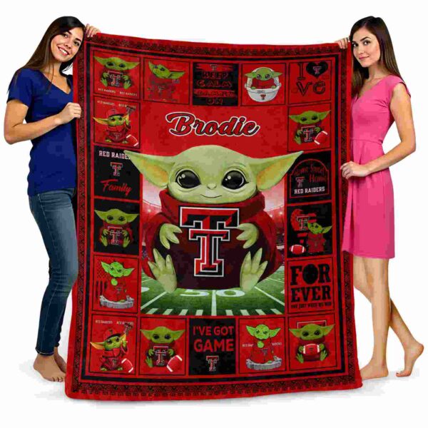 personalized texas tech red raiders baby yoda red blanket fashion forward