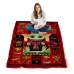 personalized texas tech red raiders baby yoda red blanket high quality