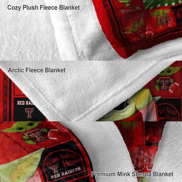 personalized texas tech red raiders baby yoda red blanket premium grade