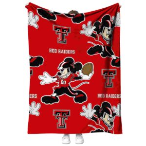 personalized texas tech red raiders mickey red blanket best selling