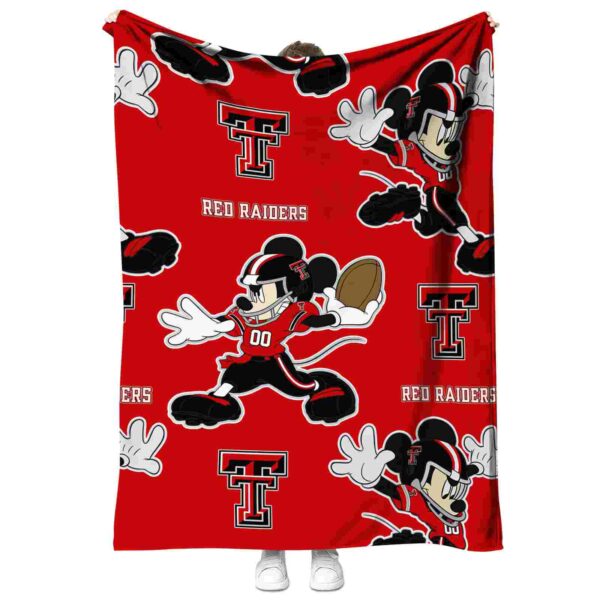 personalized texas tech red raiders mickey red blanket best selling