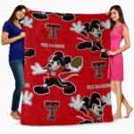 personalized texas tech red raiders mickey red blanket fashion forward