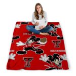 personalized texas tech red raiders mickey red blanket high quality