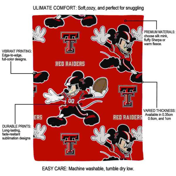 personalized texas tech red raiders mickey red blanket new arrival