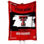 personalized texas tech red raiders paint strokes red white blanket best selling