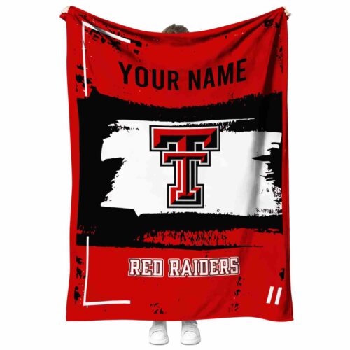 personalized texas tech red raiders paint strokes red white blanket best selling