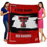 personalized texas tech red raiders paint strokes red white blanket best selling