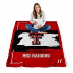 personalized texas tech red raiders paint strokes red white blanket best selling