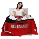 personalized texas tech red raiders paint strokes red white blanket best selling