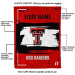 personalized texas tech red raiders paint strokes red white blanket best selling