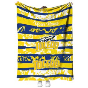 personalized toledo rockets floral stripes blue white blanket best selling