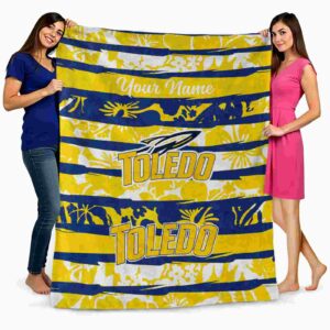 personalized toledo rockets floral stripes blue white blanket fashion forward