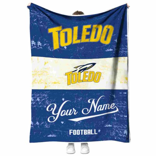 personalized toledo rockets grunge texture blue white blanket best selling