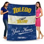 personalized toledo rockets grunge texture blue white blanket fashion forward