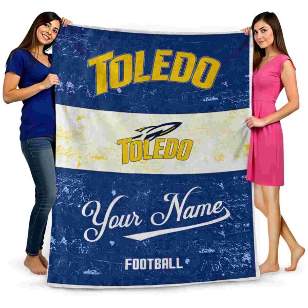 personalized toledo rockets grunge texture blue white blanket fashion forward