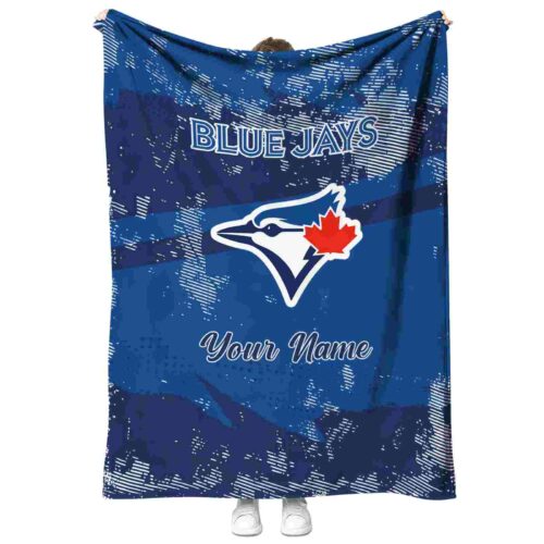 personalized toronto blue jays grunge streaks blue blanket best selling